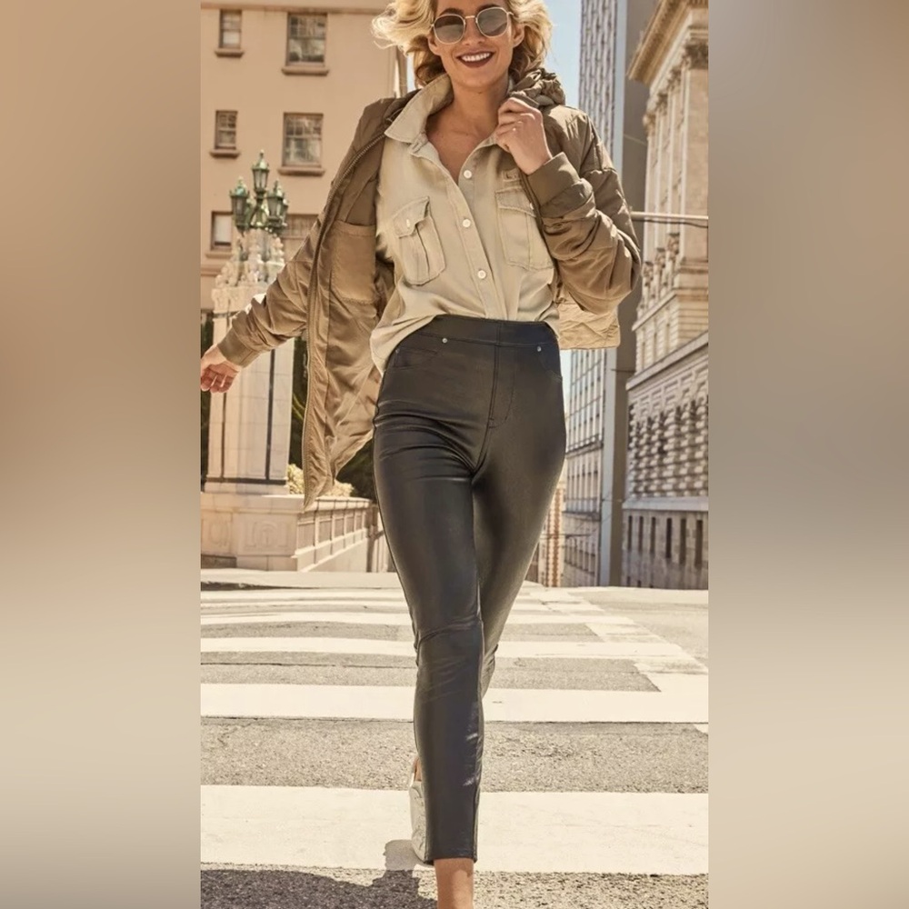 Spanx Bronze Faux Leather Skinny Pants Size XL